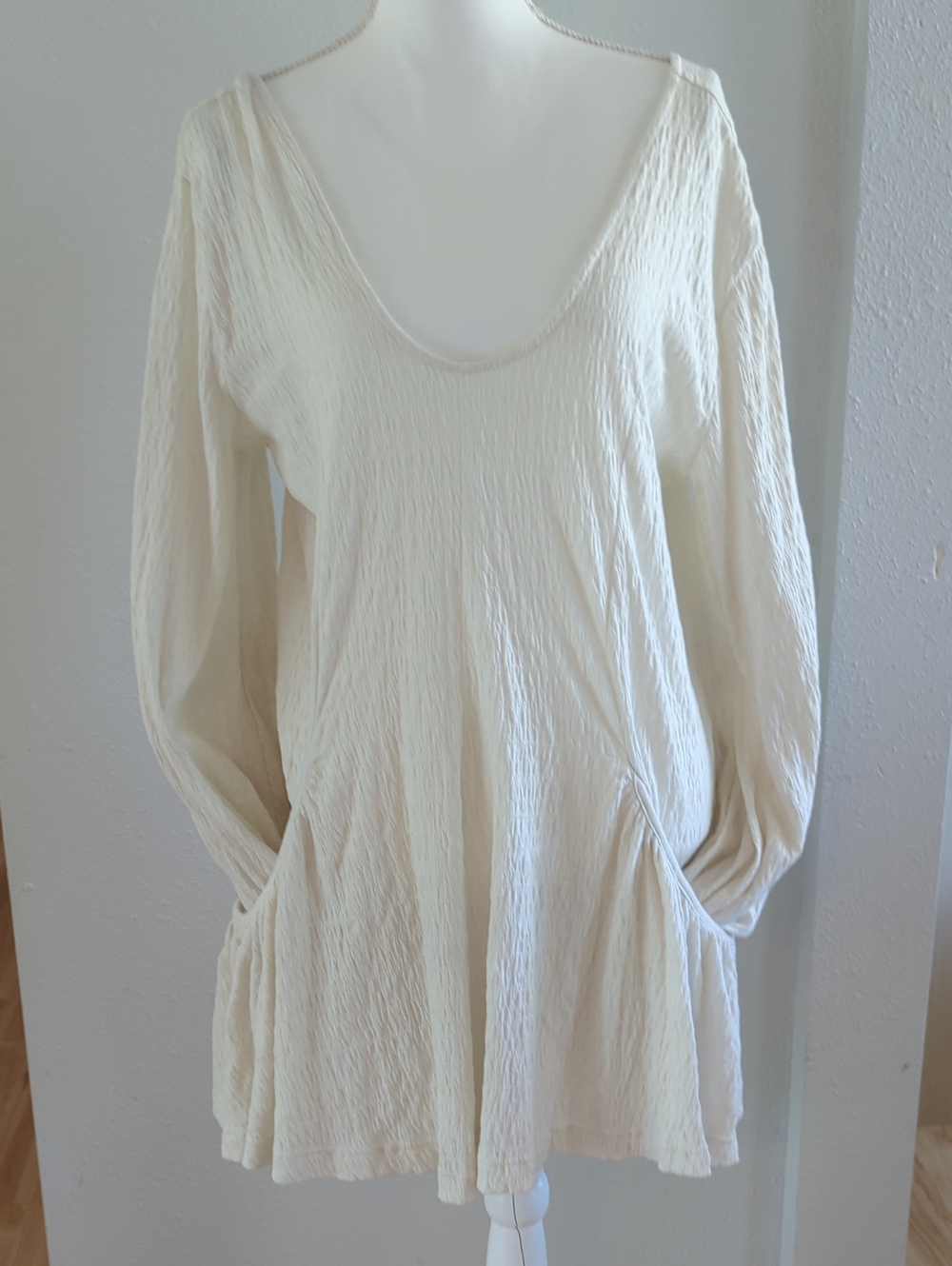 Free People Beach Cream Swim Cover Boho Sz Medium New With Tags Side Pockets
